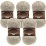 Alize Angora Gold Simli Örgü Ipliği 5’li Paket – 100G x 5 – Işıltılı Simli Yumak – Şal, Kazak, Hırka, Örgü Projeleri Için - 152