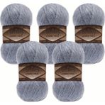 Alize Angora Gold Simli Örgü Ipliği 5’li Paket – 100G x 5 – Işıltılı Simli Yumak – Şal, Kazak, Hırka, Örgü Projeleri Için - 221