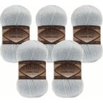 Alize Angora Gold Simli Örgü Ipliği 5’li Paket – 100G x 5 – Işıltılı Simli Yumak – Şal, Kazak, Hırka, Örgü Projeleri Için - 514