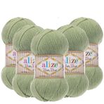 Alize Baby Best El Örgü İpi,%10 Bambu%90 Akrilik, 5'li Paket, 100g/240m, 4-5 Numara Şiş İçin, Hırka, Yelek ve Kazak Örgüsüne Uygun (138 Zeytin)