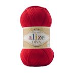 Alize Diva Merserize İnce İp Yazlık Bikini Bustiyer Bluz Örgü İpi 5 Adet (Koyu Kırmızı 106)