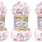 Alize Kabarık Renkli Bebek Battaniyesi İpliği Büyük Döngü Çok 3skn 300gr 30yds%100 Mikropolyester Yumuşak İplik El Örgü İpliği Süper Kalın Hacimli Dokuma Yıpranmış İplik (5864)