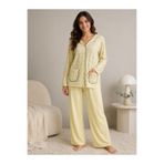 Alize Moda %100 Pamuklu Çiçek Desenli Büyük Beden Uzun Kollu Düğmeli Anne-Kadın Pijama Takımı
