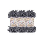 Alize Puffy 3’Lü Paket El Örgü İpi - Şişsiz – 100G X 3 Adet – Renk No: 87 - Koyu Gri