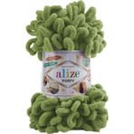Alize Puffy 485 El Örgü Ipliği 1 Adet Elle Örülen Kalpli Yastık Bebek Battaniyesi Örgü Ipi 485 Yeşil