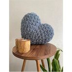 Alize Puffy Çift Taraflı Gri Peluş Dış Materyalli 34 x 34 cm Kalp Yastık Içi Astarlı