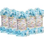 Alize Puffy Color El Örgü Ipliği 5'li Paket - 5924 Canlı Mavi - 100 Gr. 9 Mt. Parmak Örgü Ipi