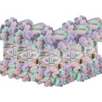 Alize Puffy Color El Örgü Ipliği 5'li Paket - 5938 Su Yeşili Mor - 100 Gr. 9 Mt. Parmak Örgü Ipi - Su Yeşili - Mor