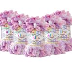 Alize Puffy Color El Örgü Ipliği 5'li Paket - 6051 Lila Pembe - 100 Gr. 9 Mt. Parmak Örgü Ipi - Lila - Pembe