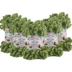 Alize Puffy El Örgü İpi Kamlumbağa Yeşili Micropolyester 5 Adet Kolay Örme İp - 18