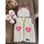 Alize Puffy Kalp Model Bebek Yelek Set - Krem