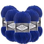 Alize Süperlana Maxi El Örgü İpi,%75 Akrilik%25 Yün, 5'li Paket, 100g/100m, 8-10 Numara Şiş İçin, Hırka ve Kazak Örgüsüne Uygun (141 Saks)