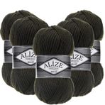 Alize Süperlana Maxi El Örgü İpi,%75 Akrilik%25 Yün, 5'li Paket, 100g/100m, 8-10 Numara Şiş İçin, Hırka ve Kazak Örgüsüne Uygun (241 Orman)