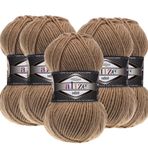 Alize Süperlana Midi El Örgü İpi,%75 Akrilik%25 Yün, 5'li Paket, 100g/100m, 5-7 Numara Şiş İçin, Hırka ve Kazak Örgüsüne Uygun (466 Sütlü Kahve)