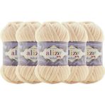 Alize Velluto Kadife El Örgü Ipliği (5'li) Paket - Renk KODU:310-BAL Köpüğü - 100 Gr. 9 Mt. Parmak Örgü Ipi - Bal Köpüğü 310