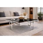 Alka Metal Arya Orta Sehpa Siyah Cam 85*85 - gümüş