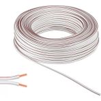 Alkan H03VH-H 2 x 0.75 mm 30 mt Tam Bakır Beyaz Bitişik Yassı Kordon Hoparlör Kablosu