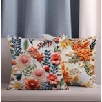 Alkan Homes 2 Li Kombin Punch Desen Çiçek Temalı Dijital Baskılı Kırlent Kılıfı - 43 x 43 cm - 001-Renkli