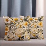 Alkan Homes 2 Li Kombin Punch Işlemeli Papatya Desen Dijital Baskılıı Kırlent Kılıfı - 43 x 43 cm - Sarı - Beyaz