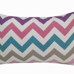 Alkan Homes 43 x 43 cm Beyaz Kırlent Dünyası Dikdörtgen Zigzag Desen Dijital Baskılı Kırlent Kılıfı