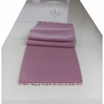 ALKAN HOMES Ponponlu Kadife Dokulu Dekoratif Runner (pudra)