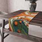 Alkan Homes Punch Işlemeli Görünümlü Sonbahar Yaprak Desen Leke Tutmaz Kumaş Kenarları Dikişli Dekoratif Masa Örtüsü Runner 45×100 cm - Turuncu - Yeşil - 45 x 100 cm