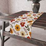 Alkan Homes Punch Nakış Işlemeli Çiçek Desen Premium Tay Tüyü Kumaş Dijital Baskılı Masa Örtüsü Runner 45×100 cm - Turuncu - 45 x 100 cm