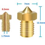 Alkatronik 0.5mm x 1.75MM M6 Prinç Nozzle 3D Yazıcı Printer 1.75MM Filament Uyum Mk8 Cr-10 CR-10S Ender 3