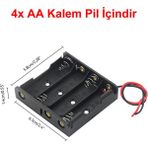 Alkatronik 4'lü 1,5V Aa Kalem Pil Kutusu Yuvası 4X1,5V Kablolu Batarya Pil Tutucu