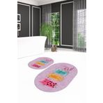 Alkilim Dijital Kaymaz Yıkanabilir Kedi Desen Oval Banyo Takımı Klozet Takımı, N-O-KLOZET-41-PEMBE,