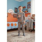 Alkın Kids 3-13 Yaş Erkek Çocuk %100 Pamuklu Basketbol Desenli Uzun Kollu Pijama Takımı - Gri - 8 - 9 Yaş