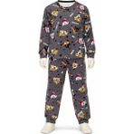 Alkın Kids Erkek Çocuk %100 Pamuklu Interlok Kumaş Sevimli Köpek Desenli Pijama Takımı - Gri - 5 Yaş