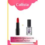 All About Color Matte Lipstick Ruj 506 - Kırmızı & Gloss Lock’r Top Coat Tırnak Cilası Makyaj Seti