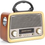 All Avcill 301 Şarjlı Nostaljik Görünümlü Fenerli Radyo Bluetoothlu Mp3 Çalar Radyo Müzik Kutusu - Açık Kahverengi