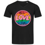 All Love is Equal LGBT Tarzı Kaba Vektör Grafik Erkek V Yaka Pamuklu Tişört Small Siyah