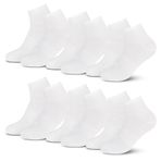 ALL SEASONS 6 çift – Unisex Ankle | Quarter | Spor ayakkabı spor çorabı, hafif, kadın, erkek ve çocuklar için, %78 pamuk, bedenler (EU) 34-38 | 38-42 | 42-46, Beyaz, 34-38