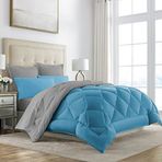 Alla Turca Lux Lastikli Çarşaflı 4 Yastık Kılıflı 6 Parça Çift Kişilik 195x215 cm Turkuaz Gri Uyku Seti