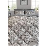 Alla Turca-Lux Uyku Seti-tek Kişilik-lastikli Çarşaflı 2yastık Kılıflı-özel Çantada Modern Damask Gri (Gri)