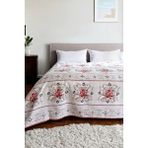 Alla Turca Tek Kişilik Kanaviçe Desenli Pike – Pudra | 160x240 Cm | %100 Pamuk Pembe