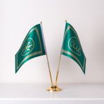 Allah-Muhammed 2Li Masa Bayrağı Saten Kumaş Dijital Baskı 15X22,5 Cm