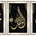 Allah Muhammed El Hamdülillah Temalı 3 lü Kanvas Tablo Seti DBSANAT11237