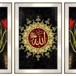 Allah ve Semazenler Temalı 3 lü Kanvas Tablo Seti DBSANAT11160
