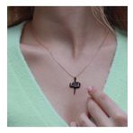 Allah Yazılı Siyah Mine İşli Mini Zirkon Taşlı Rose Gold Kaplama Gümüş Kolye