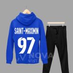 Allan Saint-Maximin Sırt Yazı Forma Baskılı Unisex Kapüşonlu Kışlık Sweatshirt Eşofman Takımı - 2XL - Mavi