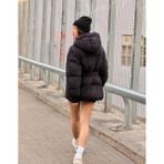 Allbucks Bershka, Kemerli 3/4 Midi Şişme Mont Kaban ABBRS3777 - Siyah