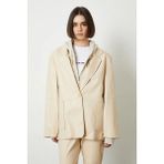 Allbucks Beyyoğlu, Oversize Suni Deri Blazer Ceket ABBEY0980 - Bej - 34