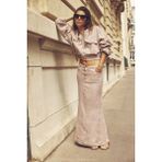 Allbucks Zara, %100 Ham Keten Maksi Etek ABZRA0152 - Toz Pembe - XS