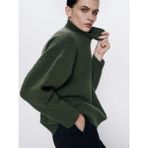 Allbucks Zara, Yün Içerikli Balıkçı Dik Yaka Oversize Kazak ABZRA3787 - Zeytin Yeşili