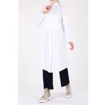 Allday 116 8788 00 Kadın Beyaz Gizli Patlı Gömlek Tunik