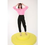 Allday 21JX70018AL2 Siyah %100 Pamuk Beli Büzgülü Slouchy Jean Pantolon